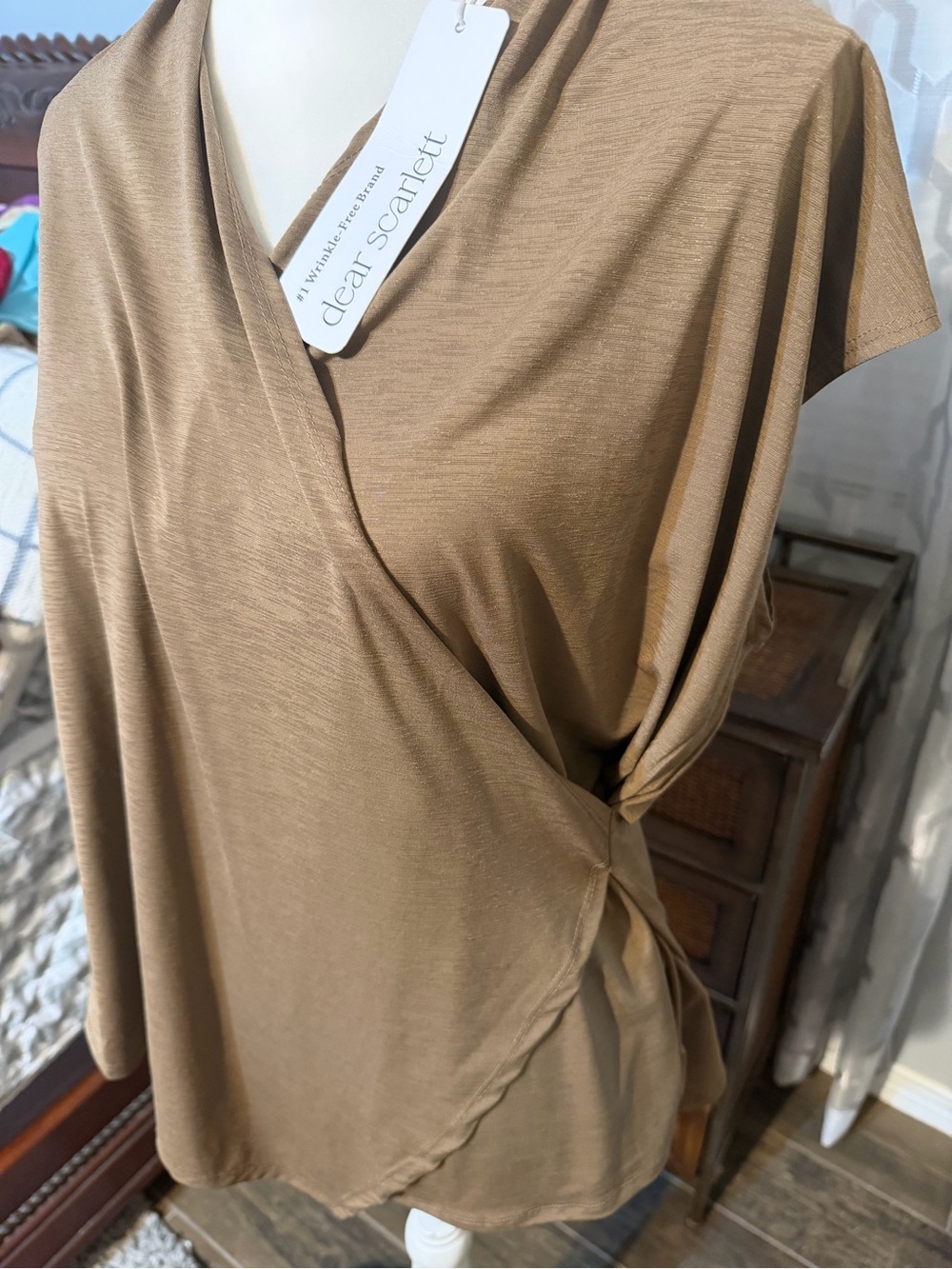 Clear Scarlett Women's Tan Tie-Side Wrap Top
